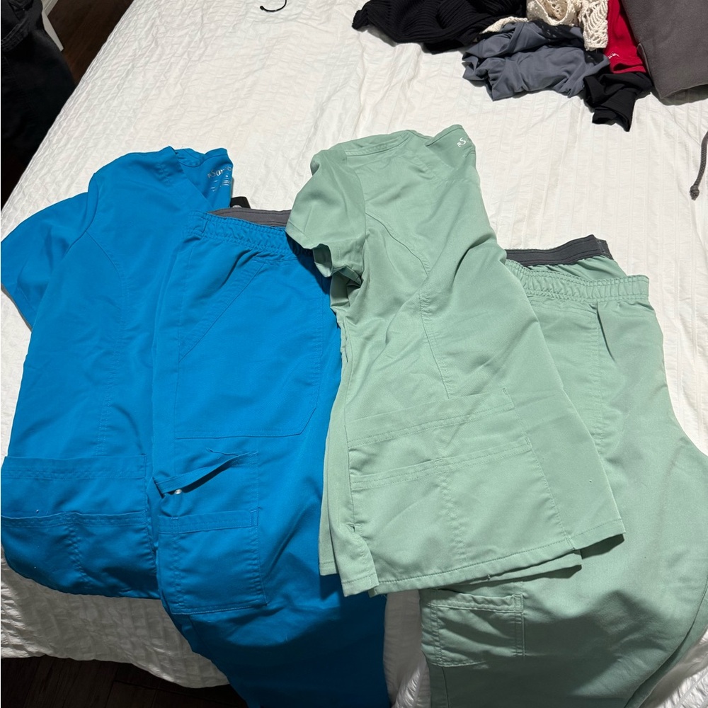 Sanibel Two-Piece Scrub Sets in Teal and Mint